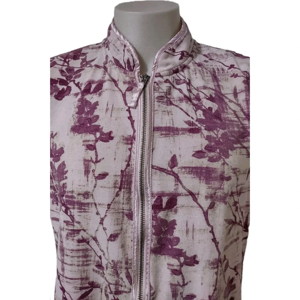 Sag Harbor‎ Floral Sweat Jacket Women's Size X- Large Long Sleeve  Full Zip Pink